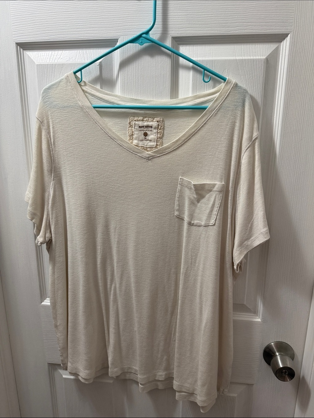Ruff Hewn Cream V-Neck Pocket Tee